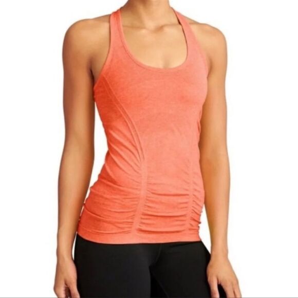 Athleta Fastest Track Ruched Orange Tank Top M - Picture 1 of 5